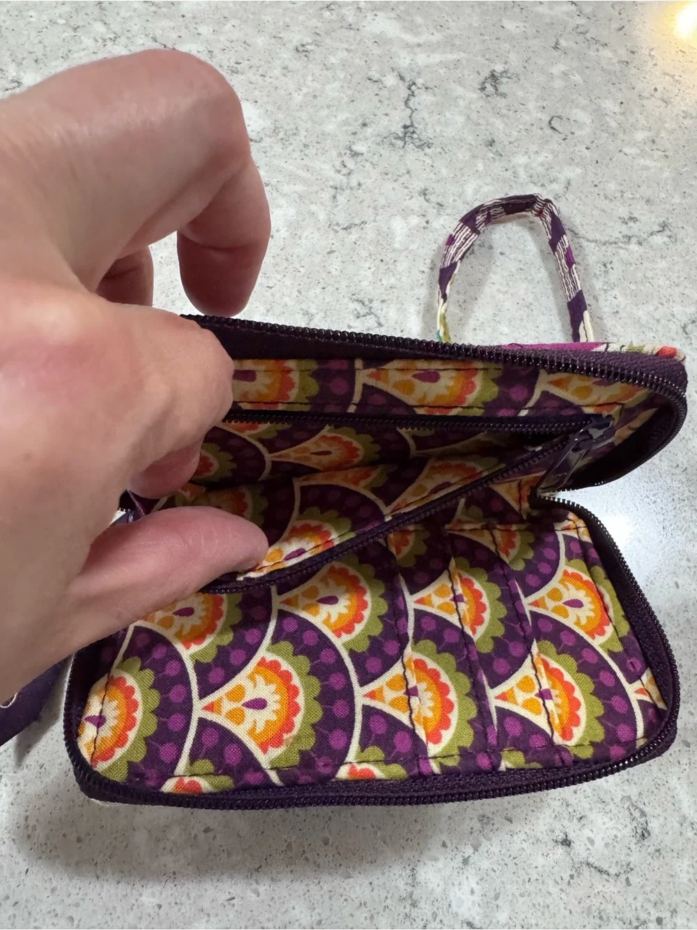 Vera Bradley Multicolor Quilted Wristlet Wallet in Purple and Teal